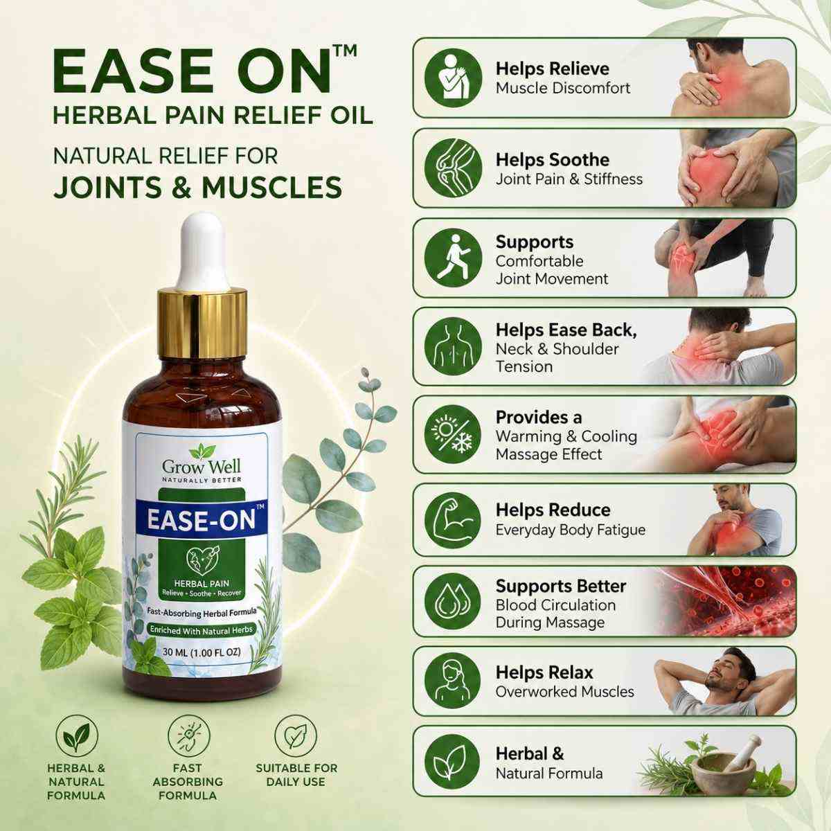 EASE-ON™ Herbal Pain Relief Massage Oil